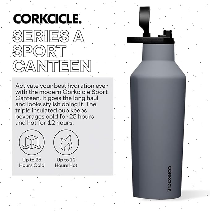 Corkcicle Sport Canteen Insulated Tumbler, Hammerhead, 32 oz – Reusable Water Bottle Keeps Beverages Cold for 25 Hours & Hot 12 Hours – Cupholder Friendly Tumbler with Screw-On Cap