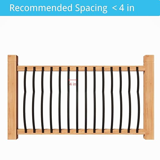 Metal Balusters - Pack of 25 Spindles for Deck Railing With Screws, 32-1/4"x1 Weather-Proof Powder Coated Railings for Wood & Composite Decks, Wavy