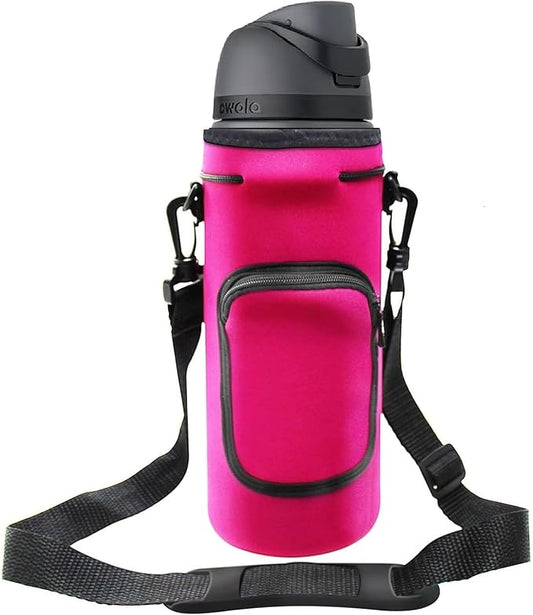AF-WAN Carrier Water Bottle Insulation Sleeve,Waterproof, Anti-Slip, Anti-Scratch Pouch with Shoulder Strap, Compatible with Owala Insulated Stainless Steel Water Bottle (Rose Red, For 32 oz)