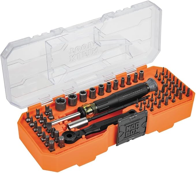 Klein Tools 32787 64-Piece Micro-Ratchet Bit Precision Driver Set with Modular Case, Magnetic, Precision, Standard Bits and Nut Drivers