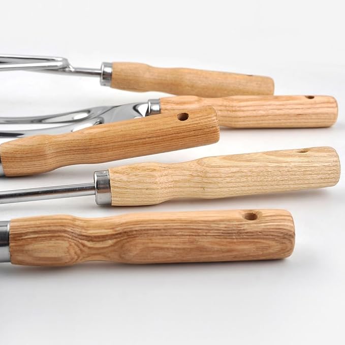 5-Piece Garden Tool Set, Heavy-Duty Rust-Resistant Stainless Steel with Ergonomic Non-Slip Wooden Handles – Durable Gardening Tools Gift, Includes Trowel, Transplanter, Hand Fork, Cultivator & Weeder