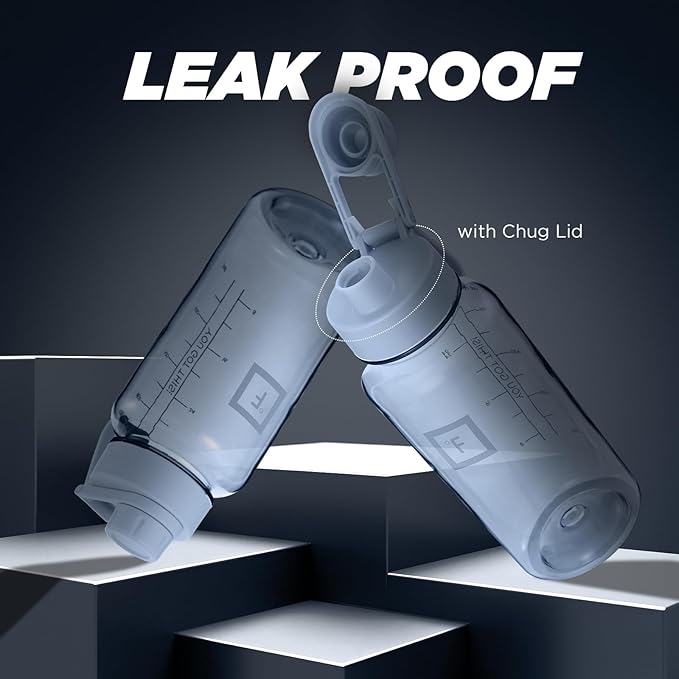 IRON °FLASK Clear Tritan Trekker Water Bottle with Chug Lid & Rubber Boot - Leak Proof & Lightweight for Gym, Hiking, Sports - Dishwasher Safe, BPA Free Plastic - Stormy Blue, 32 Oz