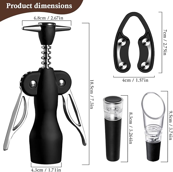Wine Opener, Wing Corkscrew Wine Opener,Easy to Use, Sturdy Durable Manual Corkscrew (Black)