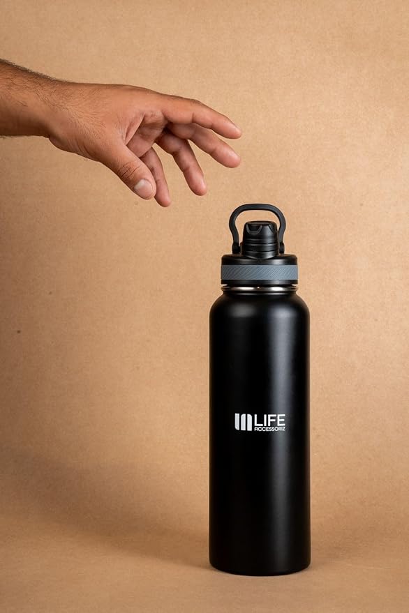 TempPro Water Flask - 3 Straw Lids, Leak-proof Stainless Steel Gym & Outdoor Bottles for Men& Women - Double Walled, Insulated Thermos (32 OZ)