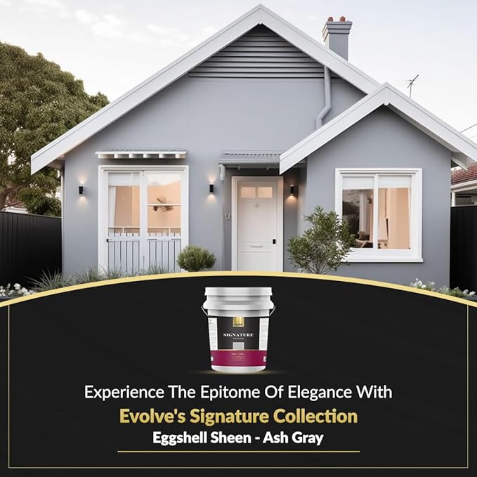 EVOLVE Signature Paint & Primer: Luxury Paint & Primer for Indoor & Outdoor Surfaces, Minimal Odor, Eggshell Sheen (Ash Gray, 5 Gallon)