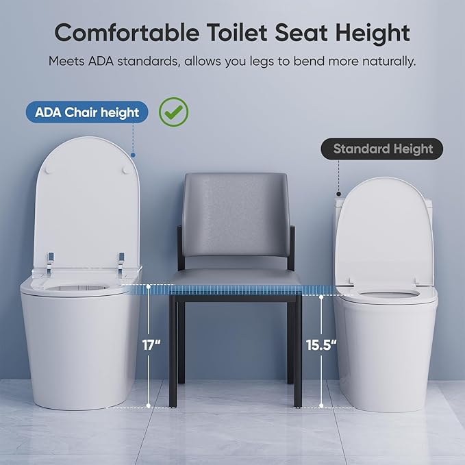 Smart Toilet with Bidet Built in, Electric Bidet Toilet with Auto Lid Opening, Bidet with Heated Seat, Warm Water & Dryer, Auto Flushing, Night Light, Elongated