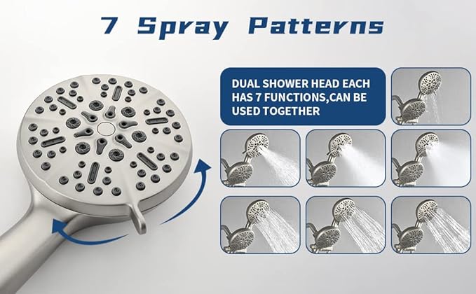 3 Handle Shower Faucet Set with Tub Spout Bathtub Shower Faucets Combo Set Shower System Complete Tub and Shower Trim Kit Brushed Nickel
