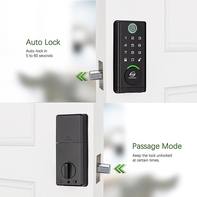 Smart Lock for Front Door, Keyless Entry Deadbolt with Fingerprint, Keypad, App Control, 5-in-1 Waterproof Door Lock for Home, Office, Airbnb