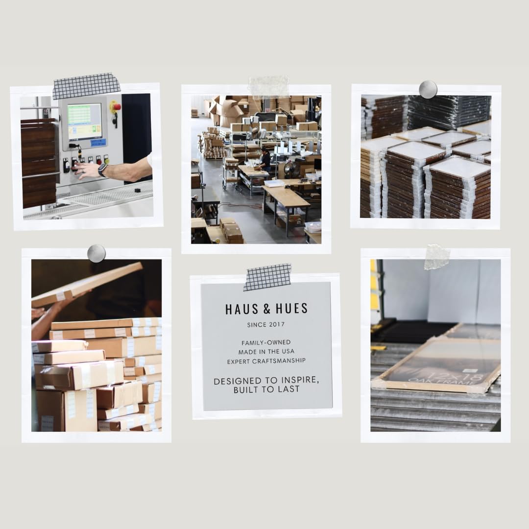 Haus and Hues 6x8 Natural Oak Wooden Picture Frame - Set of 9 6x8 Poster Frame - Premium Oak, Vertical Hang, Shatterproof Plexiglass - Ideal for Home, Room, Office (6x8-inch, Natural, Set of 9)