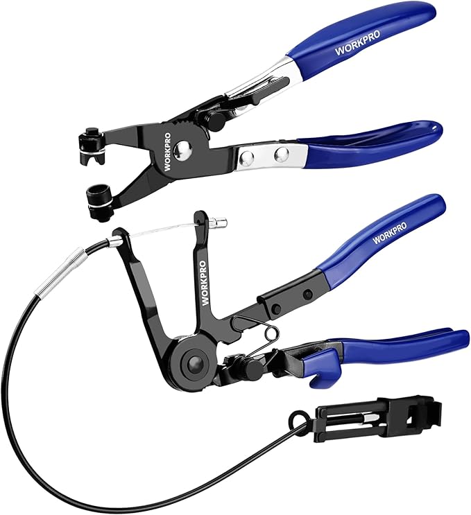 WORKPRO 2-Piece Hose Clamp Pliers Set, 27" Flexible Hose Clamp Plier & Flat Band Hose Pliers Removal Tool for Car Coolant Hose, Water Pipe