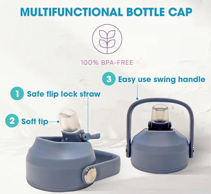 24oz Stainless Steel Vacuum Insulated Water Bottle with Straw Lid and Cleaning Brush, BPA Free, Leakproof, Temp Control, for Hot and Cold Drinks (Cool Mint, 24oz)