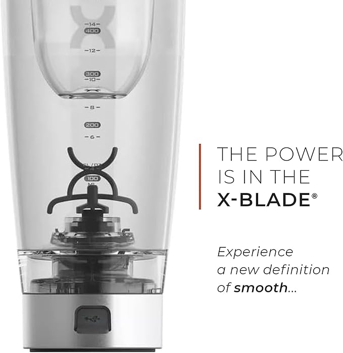 Promixx Pro Shaker Bottle | Rechargeable, Powerful for Smooth Protein Shakes | includes Supplement Storage - BPA Free | 20oz Cup (Silver White/Gray)