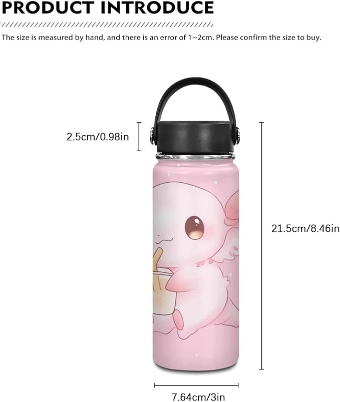 Axolotl Insulated Stainless Steel Water Bottle with Top Handle 20 Oz Vacuum Stainless Steel Sports Travel Water Bottle for Women Men
