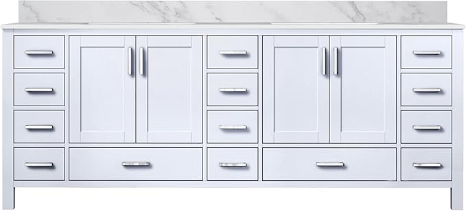 Big Sur 84 in. W x 22 in. D White Double Bath Vanity and Carrara Marble Top