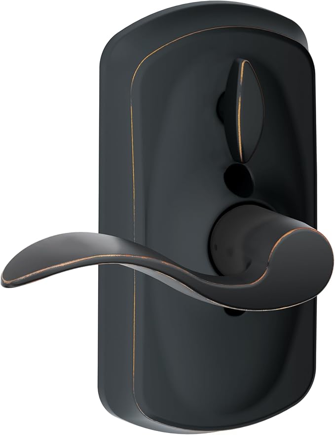 SCHLAGE FE595 PLY 716 Acc Plymouth Keypad Entry with Flex-Lock and Accent Style Levers, Aged Bronze,12 Inch