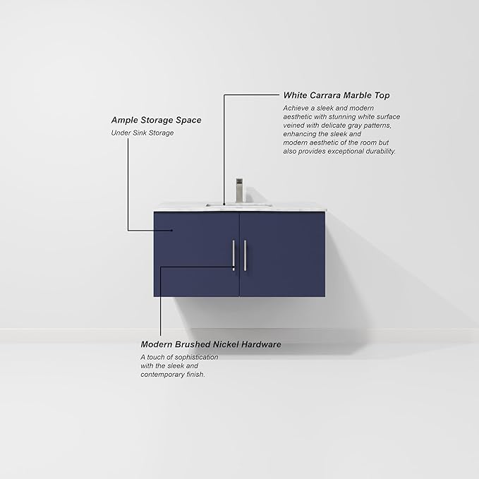 Sonoma 36 in. W X 22 in. D Navy Blue Single Bath Vanity Cabinet Without Countertop