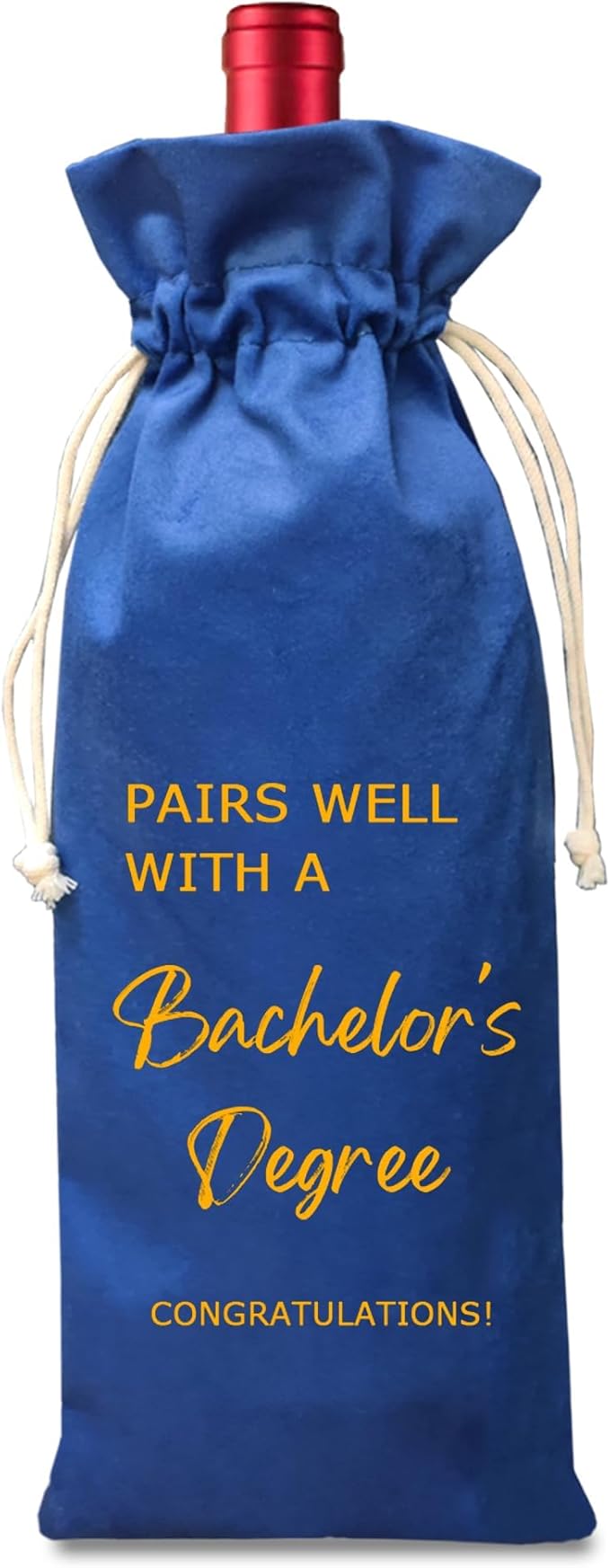 Graduation Gift Wine Bag, Bachelor's Degree Graduation Wine Bag, Bachelor's Gift, Pairs Well With A Bachelor's Degree (Bachelor's Degree-Blue)