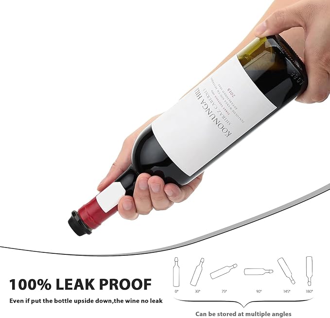 Wine Saver Pump with 4 Vacuum Wine Stoppers,Wine Bottle Stopper,Keeps Wine Fresh,Compatible with Most Wine Bottles,Best Gifts for Wine Lovers,Black