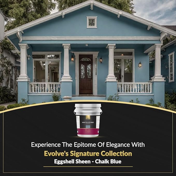 EVOLVE Signature Paint & Primer: Luxury Paint & Primer for Indoor & Outdoor Surfaces, Minimal Odor, Eggshell Sheen (Chalk Blue, 5 Gallon)