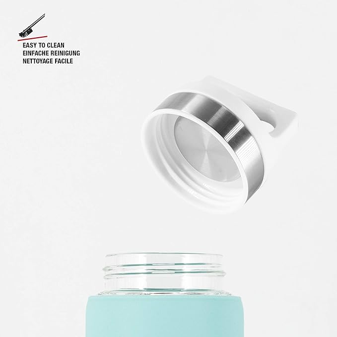 Sigg - Glass Water Bottle - Dream Glacier - Soft Silicon Cover - Leakproof - Dishwasher Safe - BPA Free - Broscilate Glass - 22 Oz