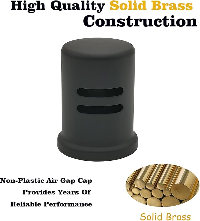 Dishwasher Air Gap Cover Black only, Skirted, Replacement Black air gap dishwasher,Solid Brass,Matte Black Finish