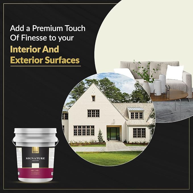 EVOLVE Signature Paint & Primer: Luxury Paint & Primer for Indoor & Outdoor Surfaces, Minimal Odor, Eggshell Sheen (Sailcloth White, 5 Gallon)