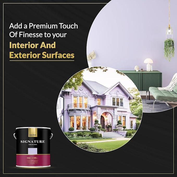 EVOLVE Signature Paint & Primer: Luxury Paint & Primer for Indoor & Outdoor Surfaces, Minimal Odor, Eggshell Sheen (Light Lilac, 1 Gallon)