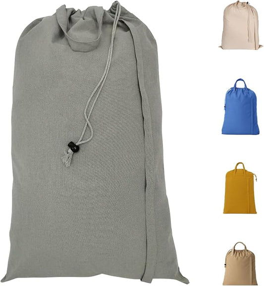 LFH Home Cotton Canvas Extra Large Laundry Bag with Handle, Heavy Duty Drawstring Closure Washable Laundry Bags, School Travel, Home, Hotel, College Dorm, Organizer Sack, Toys 24x36-Grey Thanks Giving