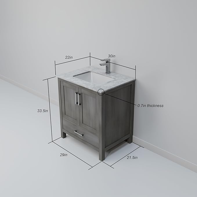 Big Sur 30 in. W X 22 in. D Distressed Grey Single Bath Vanity Cabinet Without Countertop