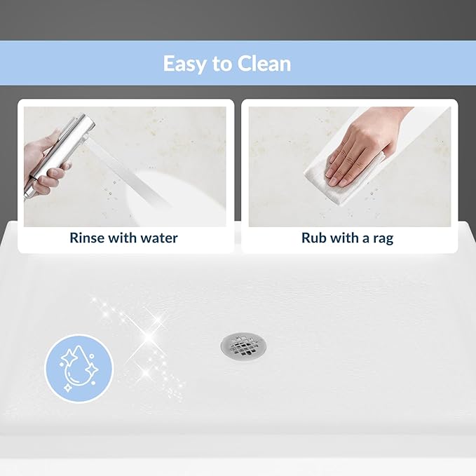 MORVANO 48" X 32" Shower Base with Center Drain,Single Threshold Shower Pan Kit Non-Slip in White, Central Drain with Stainess Steel Cover (Drain included)