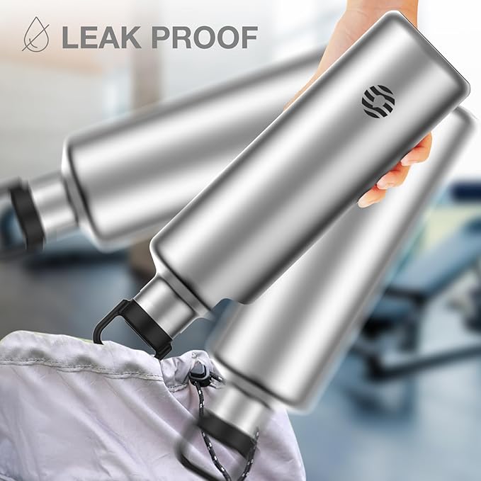 60oz Water Bottle with Carrier Bag, Large Insulated Water Bottle, Stainless Steel Water Bottles, Double Walled Insulated Thermo for Hot Drinks/Cold Drinks,Great for Gym,Hiking,Camping (Silver)