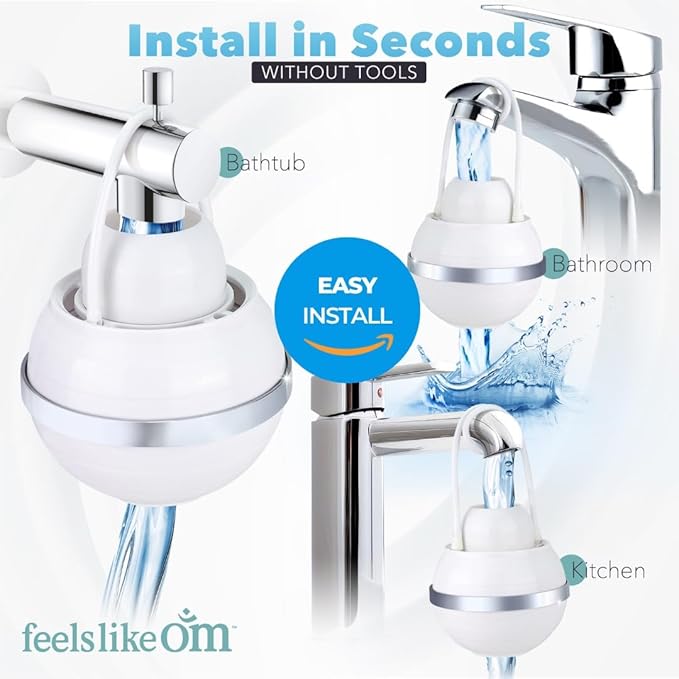 Advanced Bath Water Filter - 10-Stage Filtration| BPA-Free | Easy Install | Bath Filter for Tub - Bath Ball Filter Reduces Chlorine & Heavy Metals, Balances pH, Infuses Vitamin C