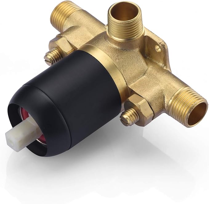 sumerain Matte Black Shower Faucet Set Pressure Balance Cartridge, 8 Inches Rain Shower Head, with Non-return Check Valves