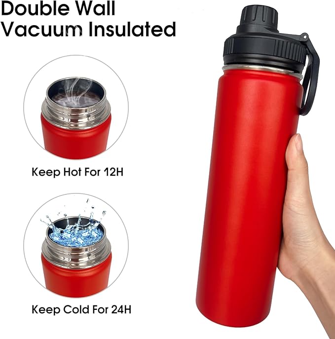 8pack 22 oz Insulated Water Bottle With Straw, Stainless Steel Sports Water Cup Flask with 2 Lids, Wide Mouth Travel Thermal Mug,Combining Colors
