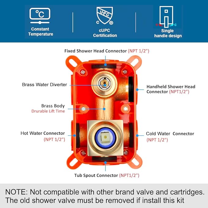 POP SANITARYWARE Shower Tub Faucet Set Brushed Gold Bathroom Rain Shower System with Tub Spout Wall Mounted Rainfall 10 Inch Thickened Shower Head and Handle Set Include Shower Valve and Trim Kit