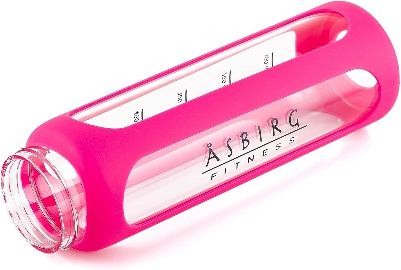 Fitness | Glass Protein Shaker | Protein Shaker | Drinking Bottle | with Spiral Ball | Pink