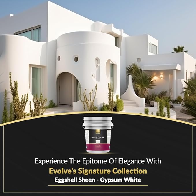 EVOLVE Signature Paint & Primer: Luxury Paint & Primer for Indoor & Outdoor Surfaces, Minimal Odor, Eggshell Sheen (Gypsum White, 5 Gallon)