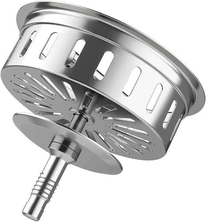 KONE Kitchen Sink Stopper Strainer Replacement for KONE 9171 Standard 3-1/2 Inch Spin and Seal Drains with Threaded Stopper Function, Stainless Steel Twist Lock Basket Strainer Replacement