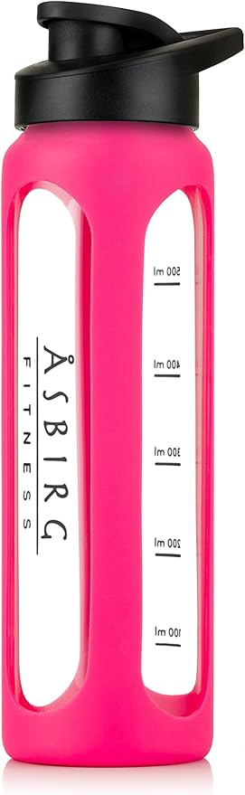 Fitness | Glass Protein Shaker | Protein Shaker | Drinking Bottle | with Spiral Ball | Pink