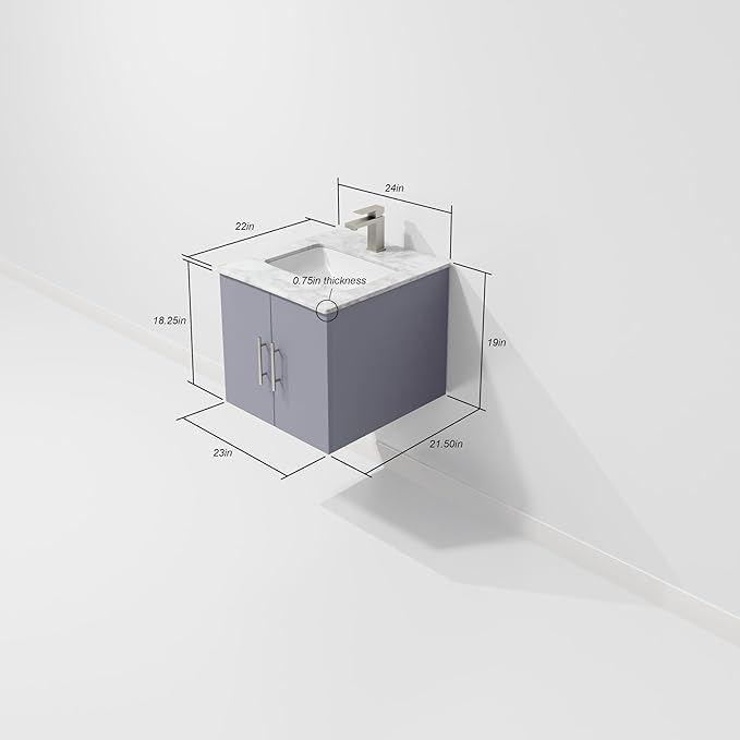 Sonoma 24" W x 22" D Dark Grey Bath Vanity & Carrara Marble Top