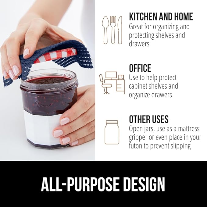 Gorilla Grip powerGRIP Drawer Shelf and Cabinet Liner, Thick Strong Hold, Non-Adhesive Liners Protect Kitchen Cabinets and Cupboard, Bathroom Drawers, Easy Install, Breathable Mat, 17.5" x20', Navy