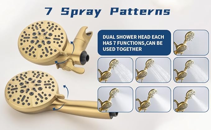 2 Handle Shower Faucet Set with Tub Spout Bathtub Shower Faucet Combo Set Shower System Complete Tub and Shower Trim Kit Brushed Gold Wall Mounted Shower Fixtures
