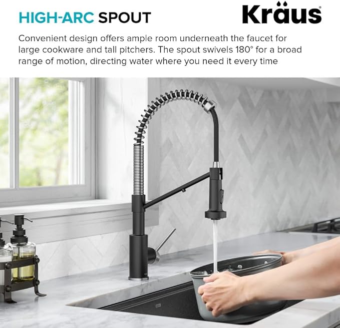 KRAUS Bolden 2-in-1 Commercial Style Pull-Down Single Handle Water Filter Kitchen Faucet for Reverse Osmosis or Water Filtration System in Spot-Free Stainless Steel/Matte Black, KFF-1610SFSMB