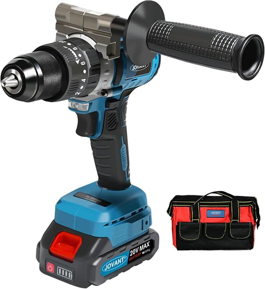 20V Max Cordless Hammer Drill, 1/2" Keyless All Metal Chuck Brushless Impact Drills, Compact Driver Drill for Metal, Wood, Thick Concrete -JOVANT (No Battery)