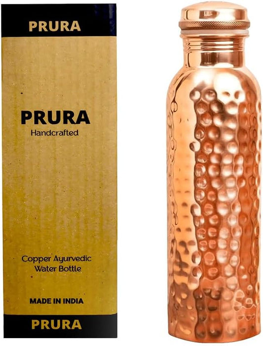 Hammered Copper Water Bottle 30 Oz - Copper Bottle Water with Lid – Copper Water Vessel - Ayurvedic Copper Water Bottle – Drink More Water Bottle – Large - Leak Proof