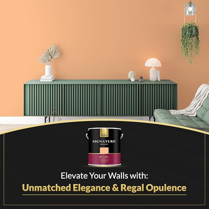 EVOLVE Signature Paint & Primer: Luxury Paint & Primer for Indoor & Outdoor Surfaces, Minimal Odor, Eggshell Sheen (Milky Orange, 1 Gallon)