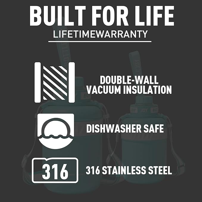 Stainless-Steel Water Bottle: Leakproof Lid, Perfect Sip, Double Insulated, Eco-Friendly, Dishwasher Safe & Stylish Strap (Ocean, 48 oz)