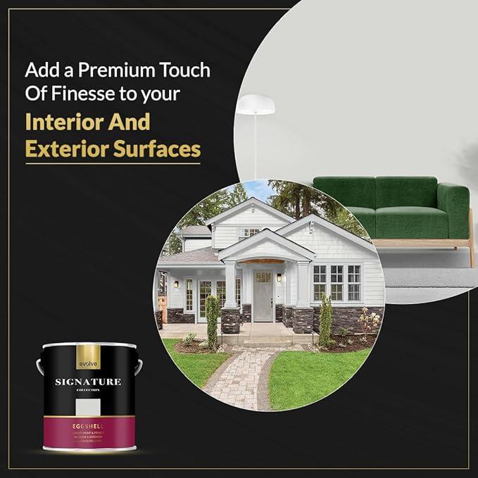 EVOLVE Signature Paint & Primer: Luxury Paint & Primer for Indoor & Outdoor Surfaces, Minimal Odor, Eggshell Sheen (1G & 5G) (Pegasus Gray, 1 Gallon)