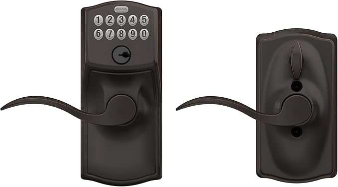 SCHLAGE FE595 CAM 716 ACC Camelot Keypad Entry with Flex-Lock and Accent Levers, Aged Bronze