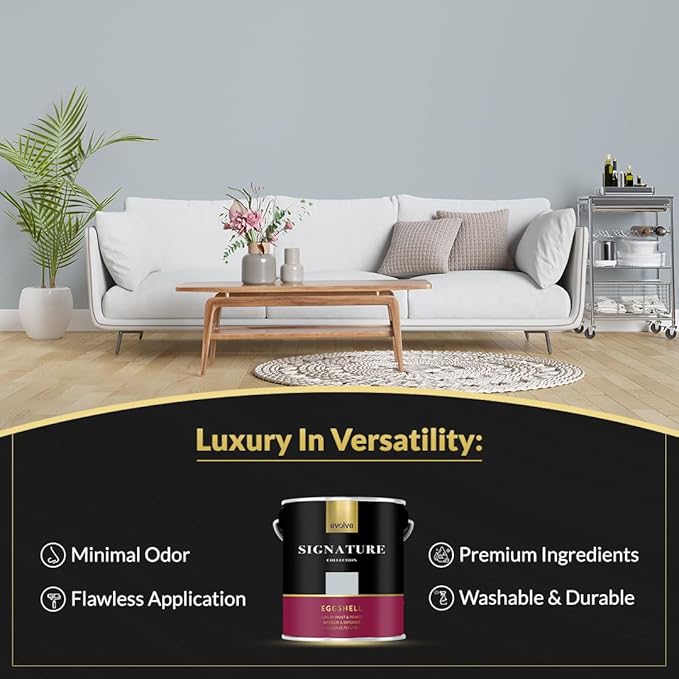 EVOLVE Signature Paint & Primer: Luxury Paint & Primer for Indoor & Outdoor Surfaces, Minimal Odor, Eggshell Sheen (Starship Gray, 1 Gallon)